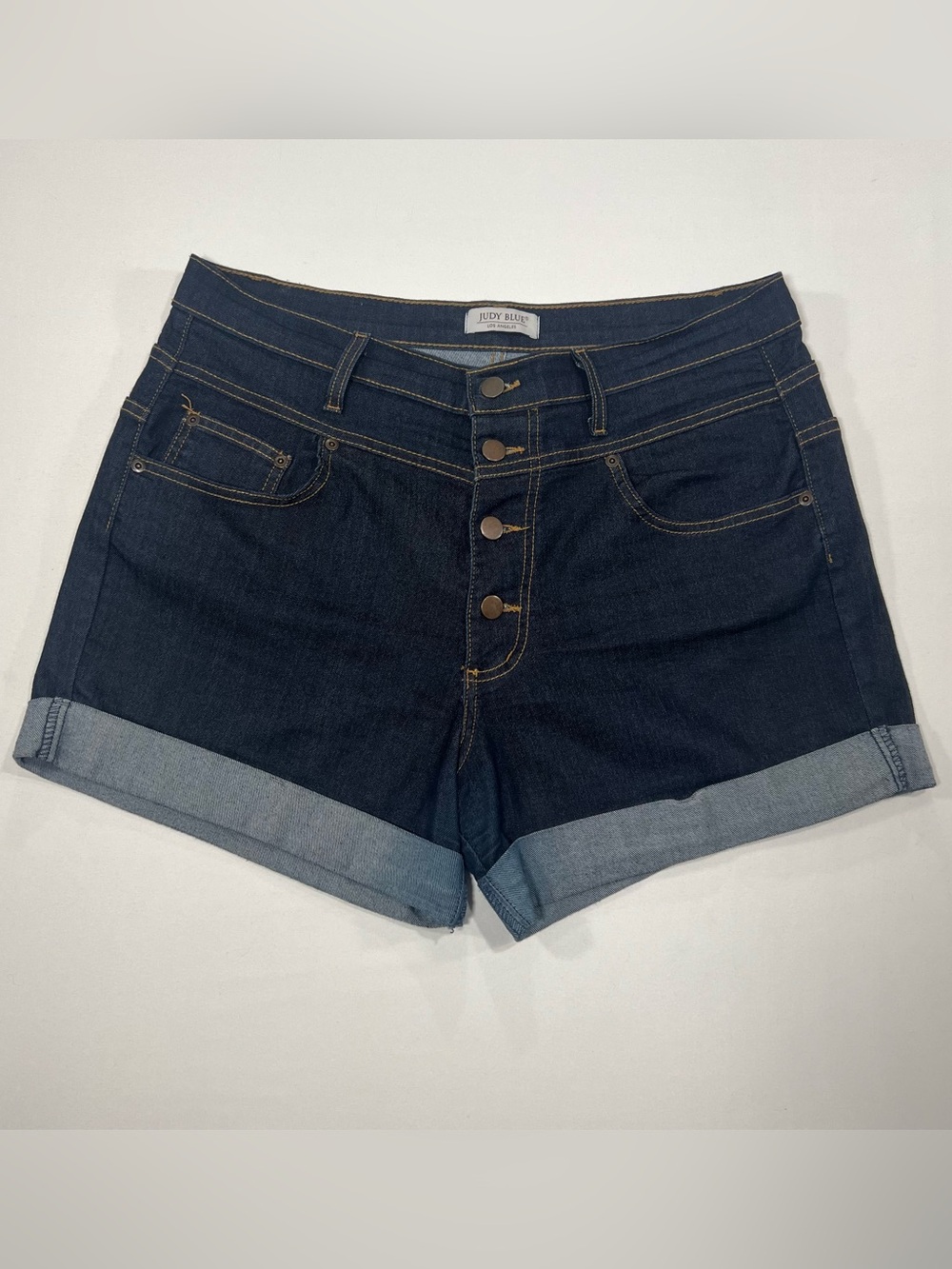 Judy Blue 2XL Dark Wash Button Fly Denim Shorts High Rise Cuffed